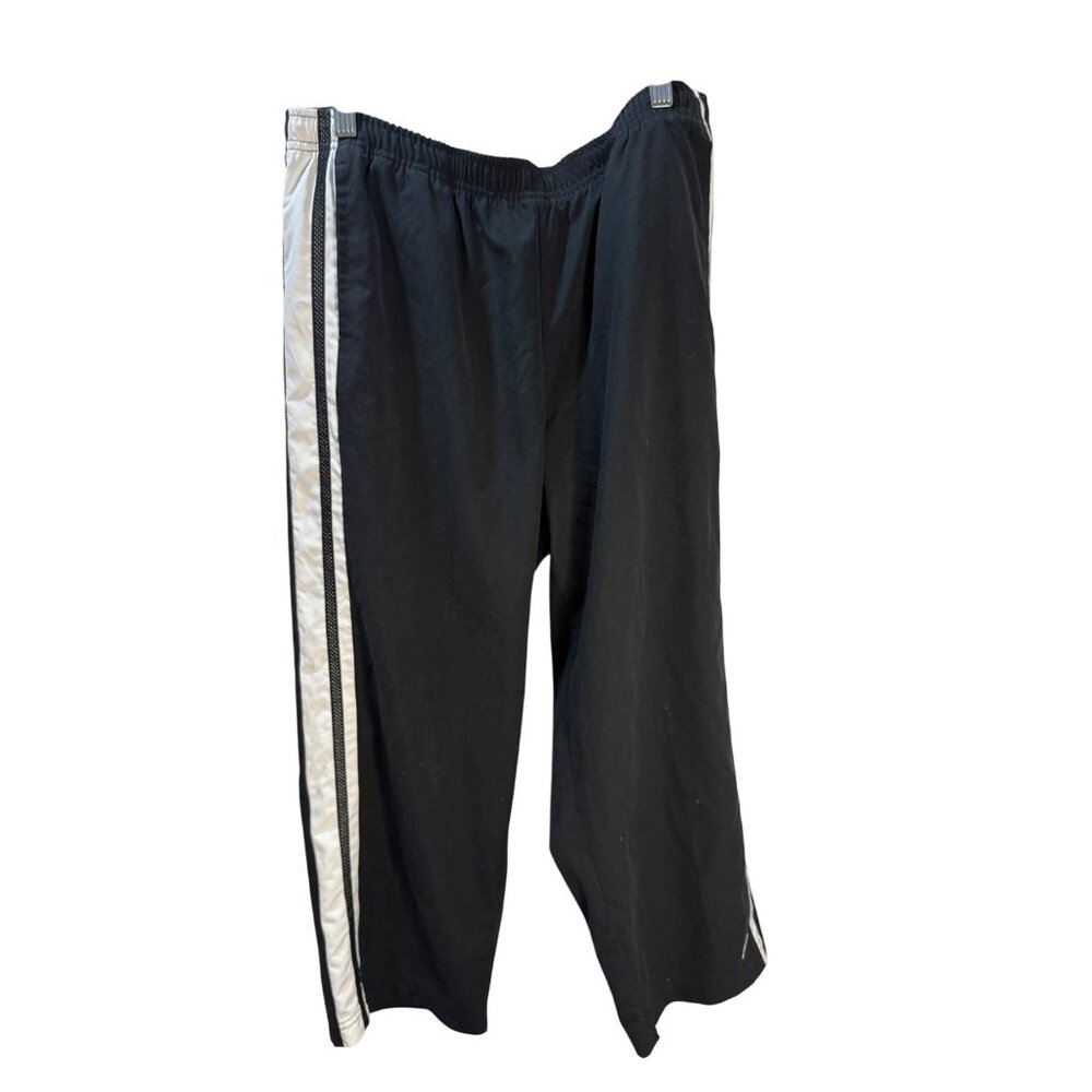 Nike Black Athletic Pants With White Side Stripes Size L Elastic Waist Mens Spor